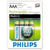Pilhas Recarregáveis AAA Ni-MH 900mAh c/ 4 unidades